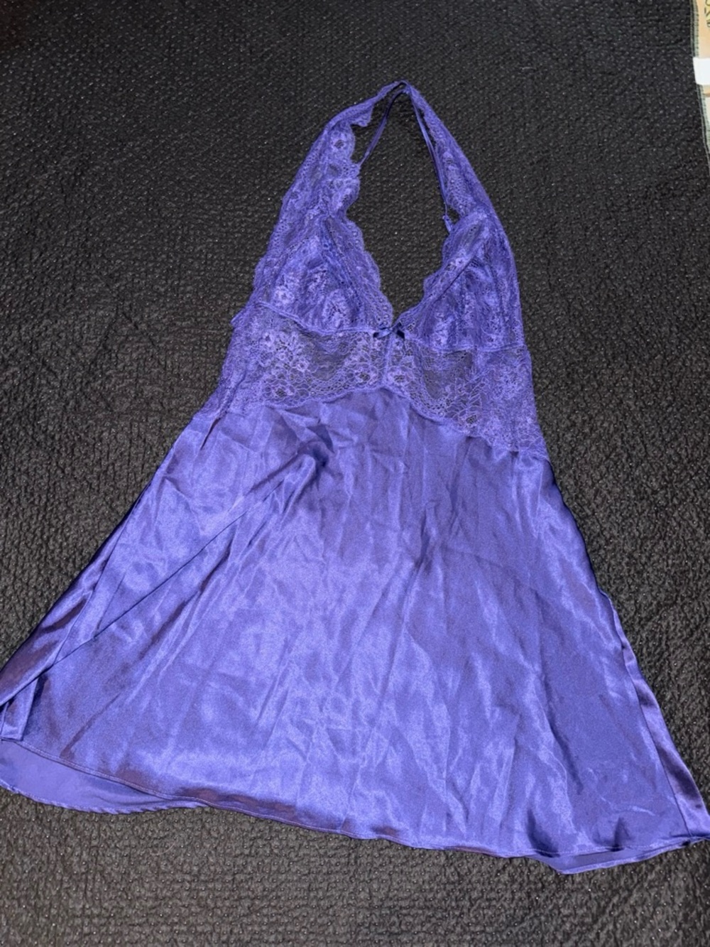 Victoria's Secret Purple Lace Halter Satin Chemise